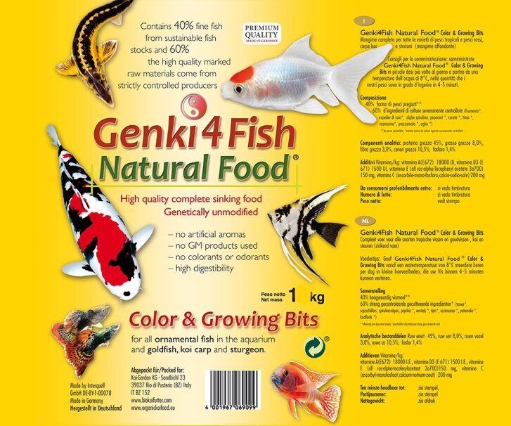 Genki4Fish Color&Grower Bits 10 kg - Nourriture pour koï et poissons détang