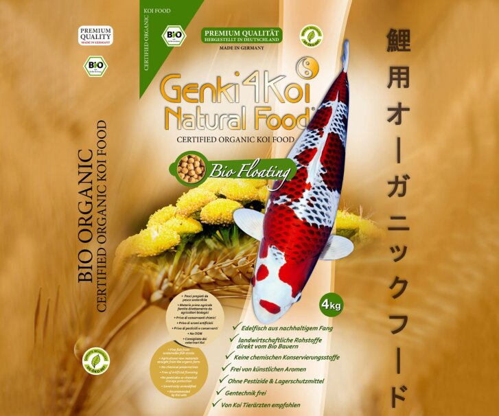 Nourriture biologique pour koïs Genki4Koi Natural Food® Bio Floating 4kg 5 mm - FR BIO 013